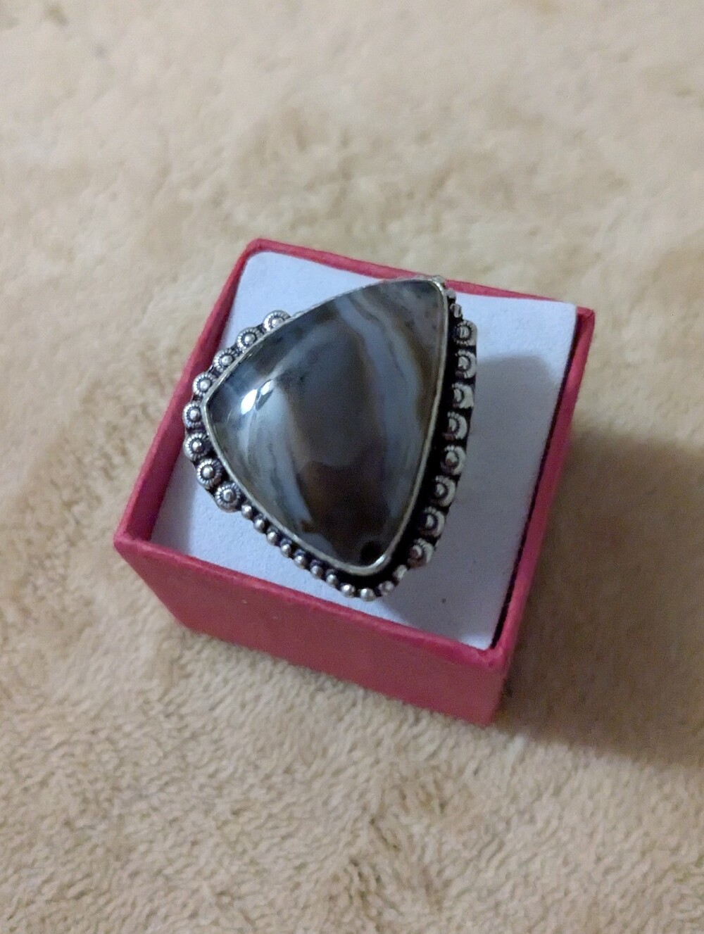 Handcrafted Montana Agate Oversized Triangular Ring (8.75)